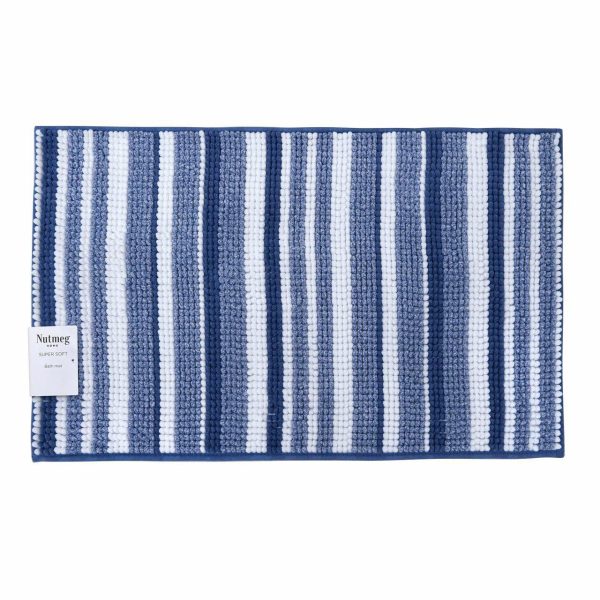 Nutmeg Home Blue Stripe Bath Mat