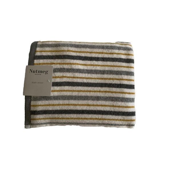 Nutmeg Home Grey & Ochre Stripe Bath Sheet