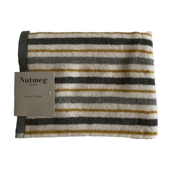 Nutmeg Home Grey & Ochre Stripe Hand Towel