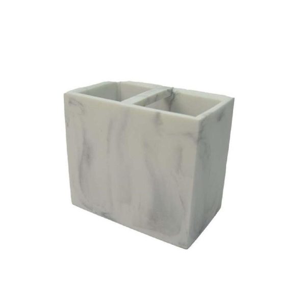 Nutmeg Home Square Marble Double Toothbrush Holder