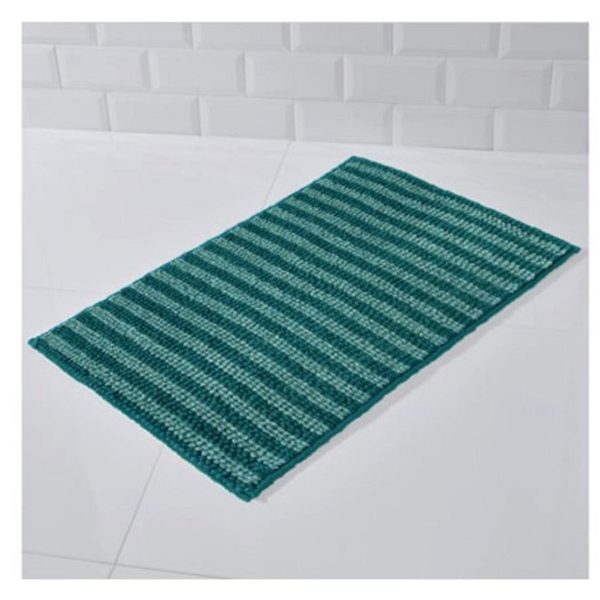 Nutmeg Teal Striped Bath Mat