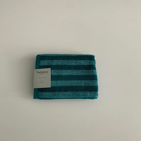 Nutmeg Teal Striped Hand Towel