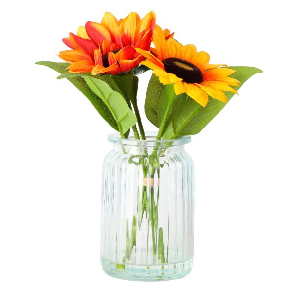 Nutmeg Home Sunflowers In Glass Vase