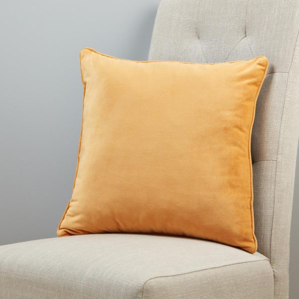 Velvet Cushion Ochre & Grey 40Cm X 40Cm