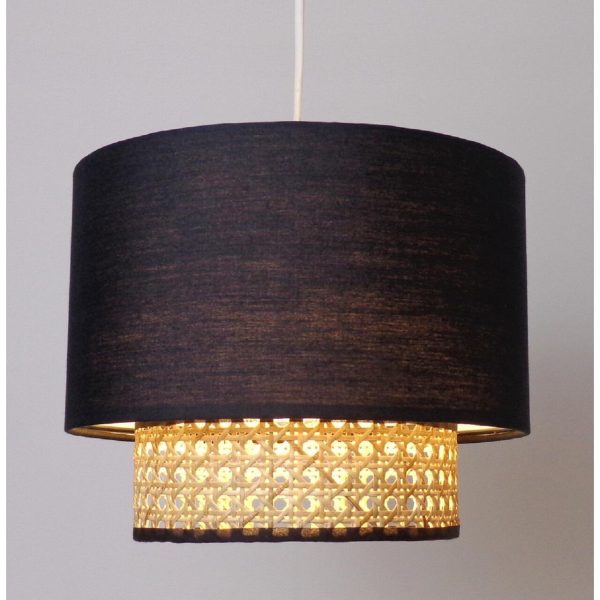 Nutmeg Home Black And Rattan Shade