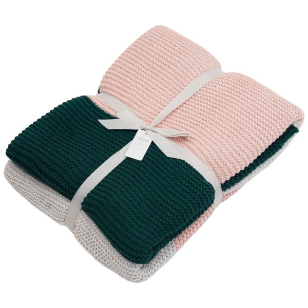 Nutmeg Home Three Tone Knitted Fleece Throw