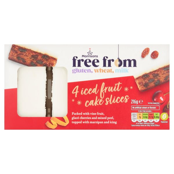 Morrisons Free From 4 Iced Fruit Cake Slices