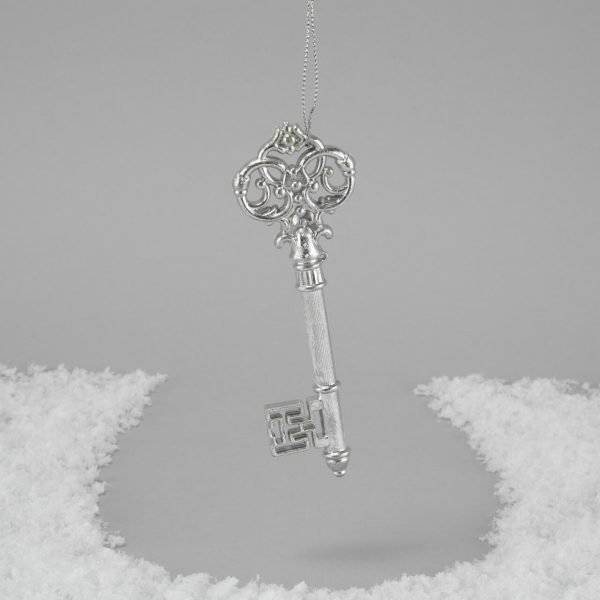 Hanging Silver Key Christmas Decoration