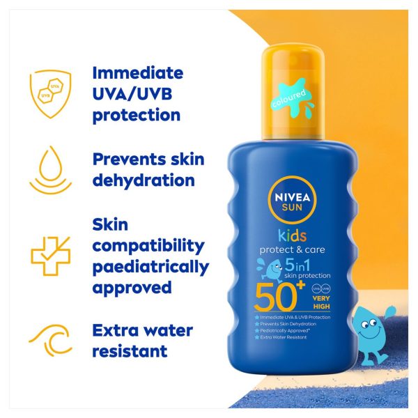 NIVEA SUN Kids Protect & Care Coloured Sun Cream Spray SPF50+