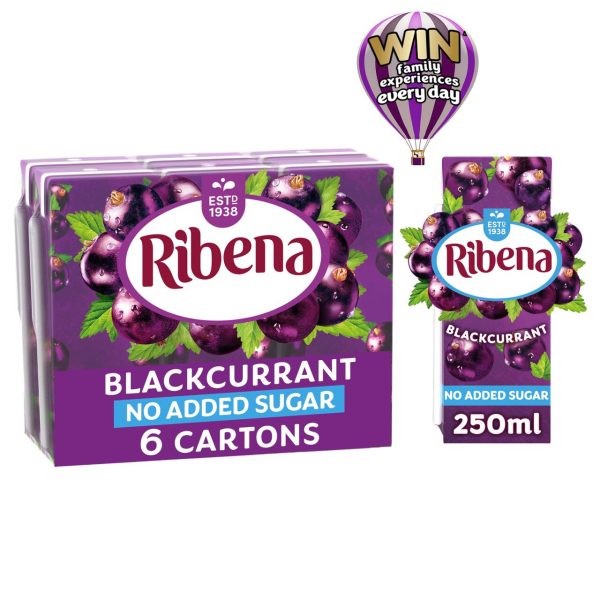 Ribena No Added Sugar Blackcurrant Juice Drink 6 X 250Ml