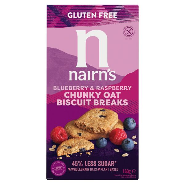 Nairn's Gluten Free Biscuit Breaks Chunky Oats, Blueberry & Raspberry