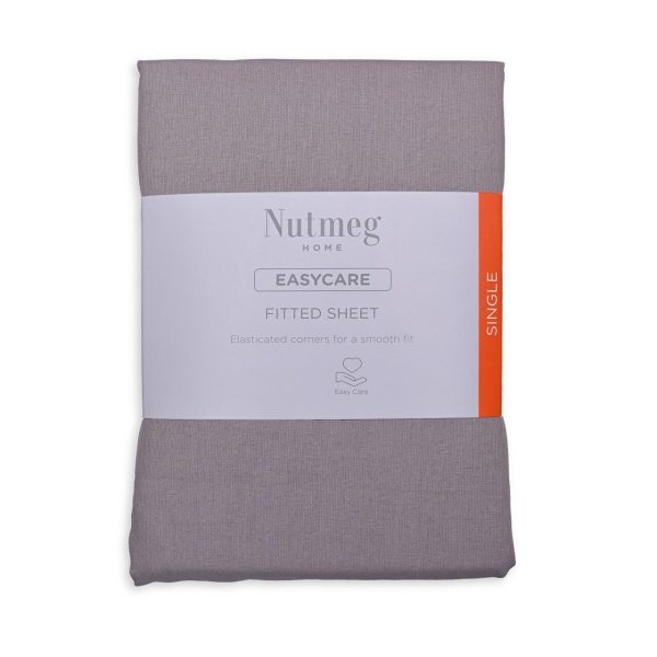 Easy Care Cotton Grey Single Fitted Sheet