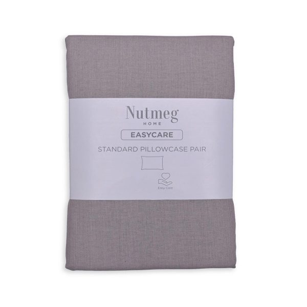 Nutmeg Home Easy Care Grey Standard Pillow Cases 2Pk