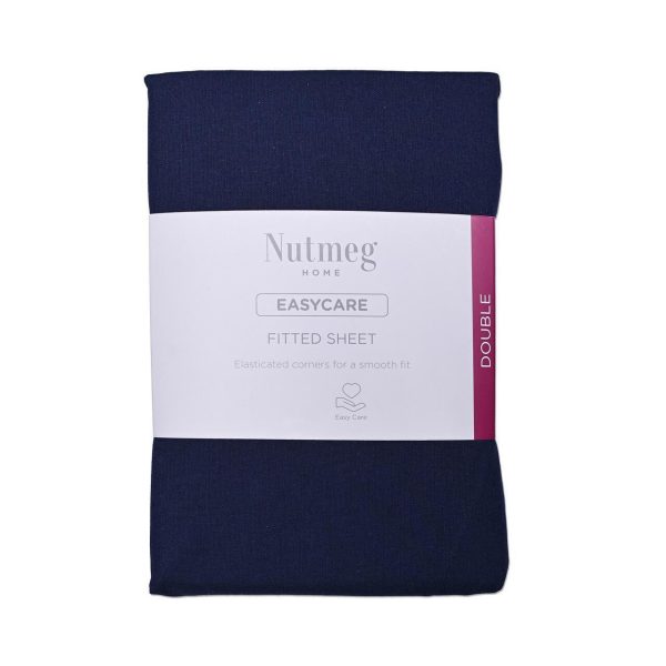 Nutmeg Home Easycare Navy Fitted Sheet Double