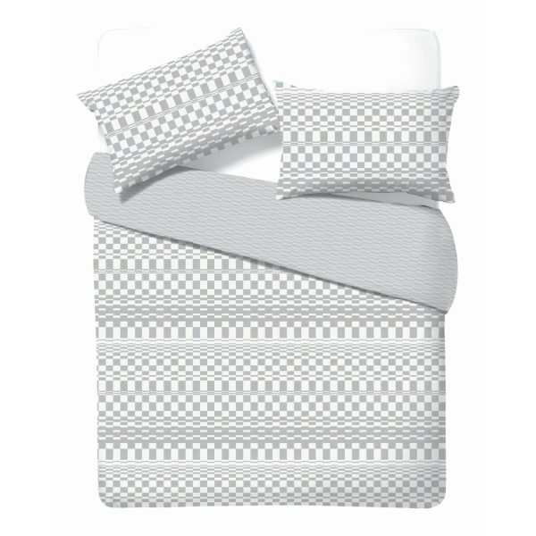 Nutmeg Easy Care Optic Check Duvet Set Double