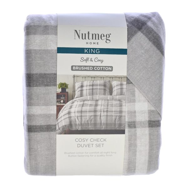 Nutmeg Home Brushed Cotton Cosy Check Duvet Set King