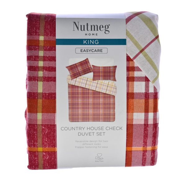 Nutmeg Home Easy Care Country House Check Duvet Set King