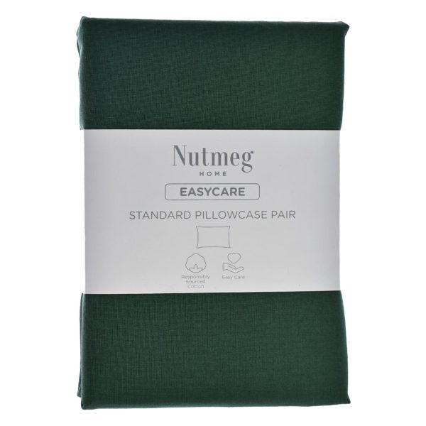 Nutmeg Home Easycare Forest Green Standard Pillowcases