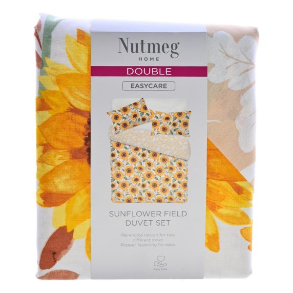 Nutmeg Home Easy Care Sunflower Field Duvet Set Double