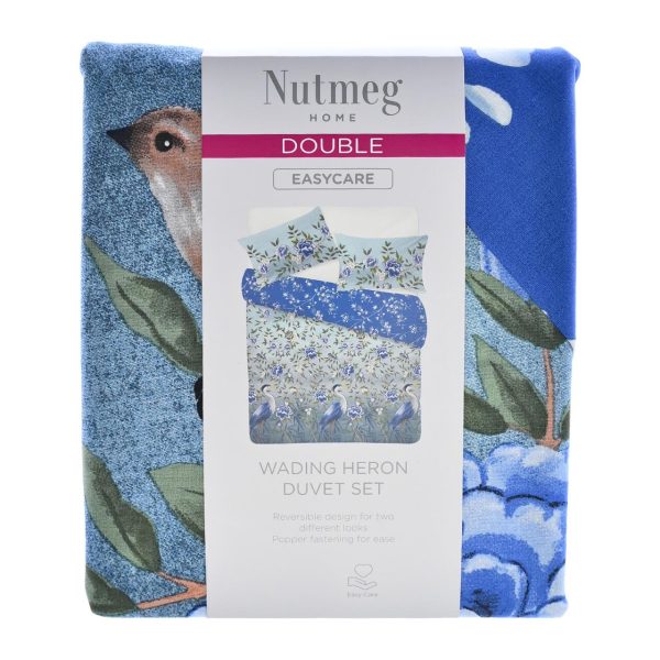 Nutmeg Home Easy Care Wading Heron Duvet Set Double