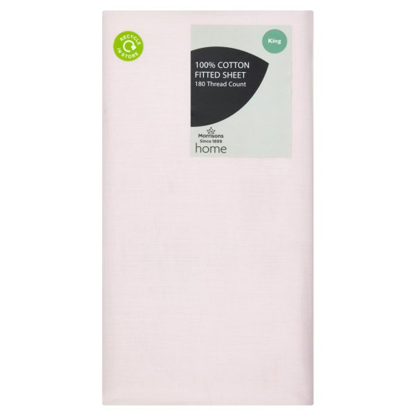 100% Cotton King Fitted Sheet Blush