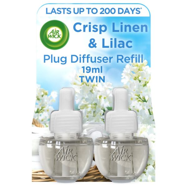 Air Wick Crisp White Linen & Lilac Scented Oil Plug In Refill Twin Pack