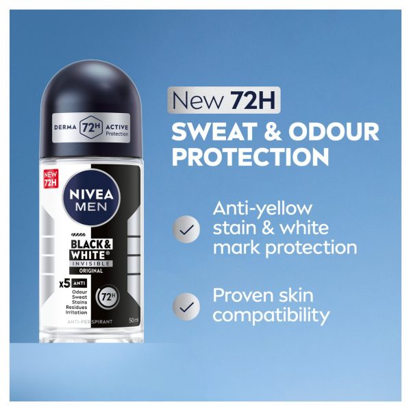 NIVEA MEN Black & White Original 48h Anti-Perspirant Deodorant Roll-On