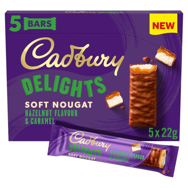 Cadbury Delights Hazelnut Caramel Chocolate Nougat Bar Pack Of 5