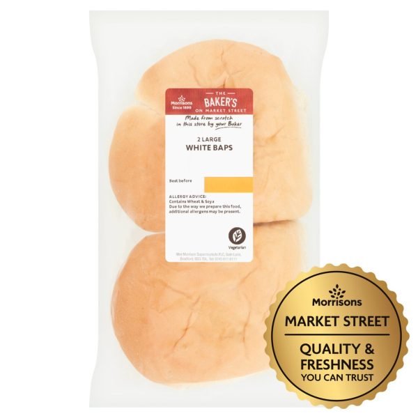 Market Street Large White Baps