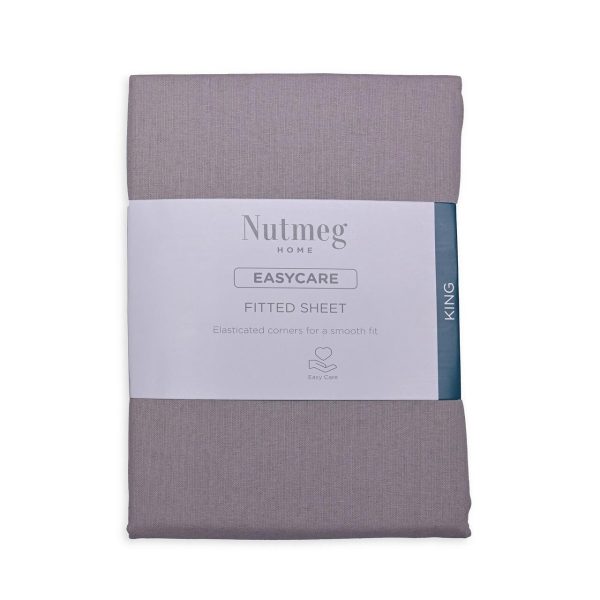 Nutmeg Home Easy Care Cotton Grey King Fitted Sheet