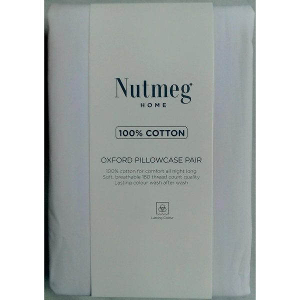 Nutmeg White Oxford 100% Cotton Pillowcases