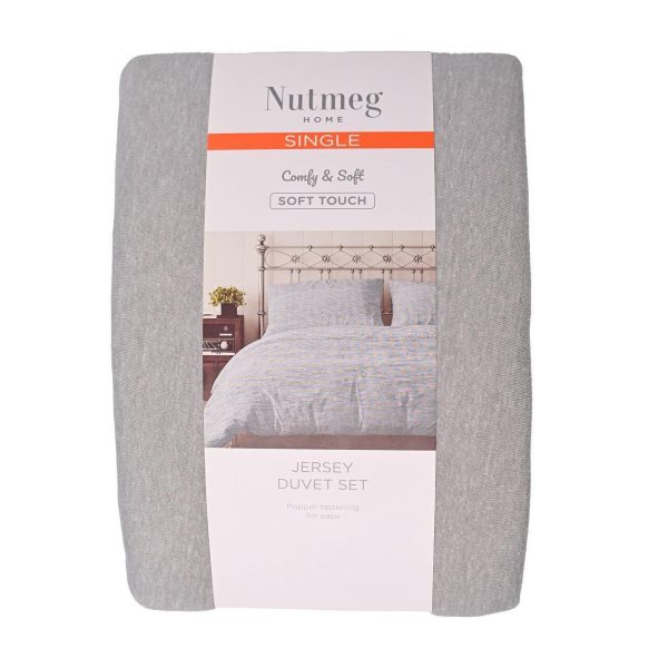 Nutmeg Home Grey Jersey Duvet Set Single