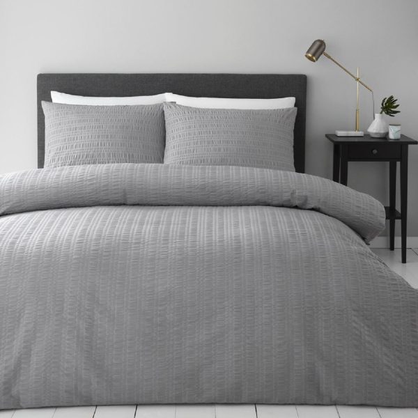 Nutmeg Home Grey Seersucker Double Duvet Set