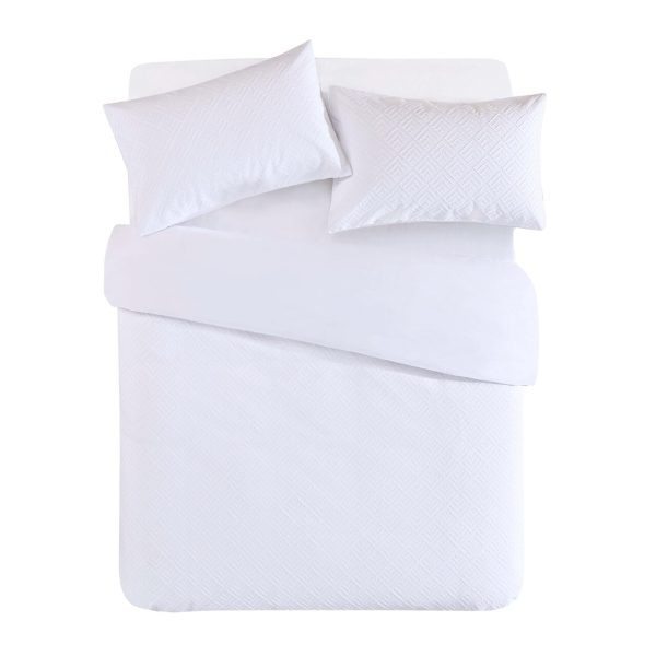 Nutmeg Home White Geo Embossed Duvet Set Super King