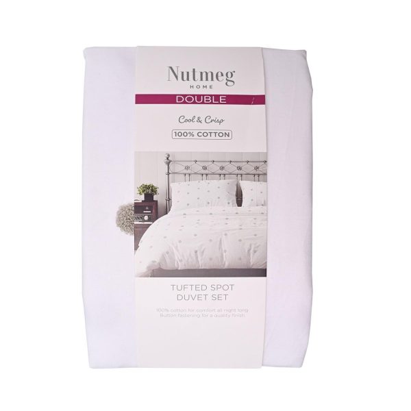 Nutmeg Home Grey Tufted Spot Duvet Set Double