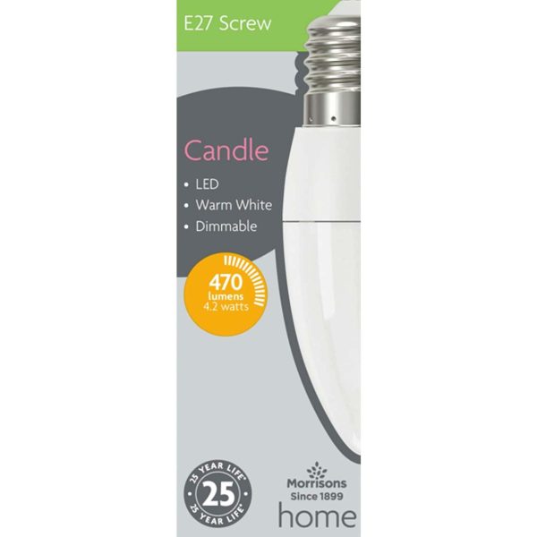 LED Candle 470 Lumens Es 4.2W Dimmable Light Bulb