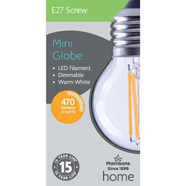 LED Mini Globe 470 Lumens Es 4W Dimmable Light Bulb