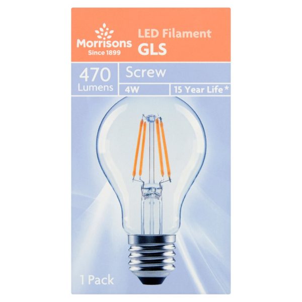 LED GLS Filament 470 Lumens 4W Es Light Bulb