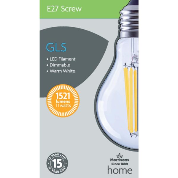 LED Filament Gls 1521 Lumens Es 11W Dimmable Light bulb