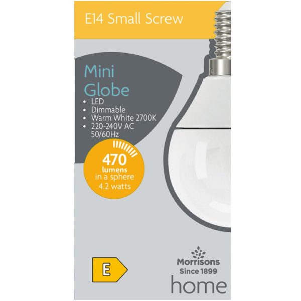 Led Mini Globe 470 Lumens 4.2W Ses Dimmable 2700K