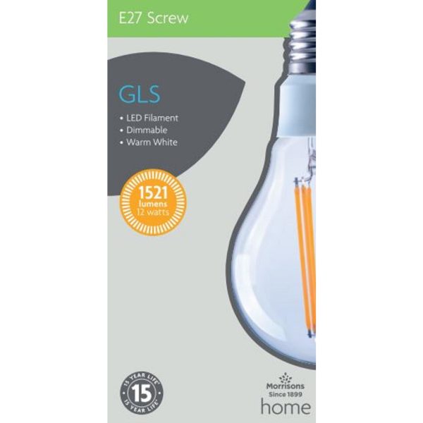 LED Filament GLS 1521 Lumens Es 12W Light Bulb