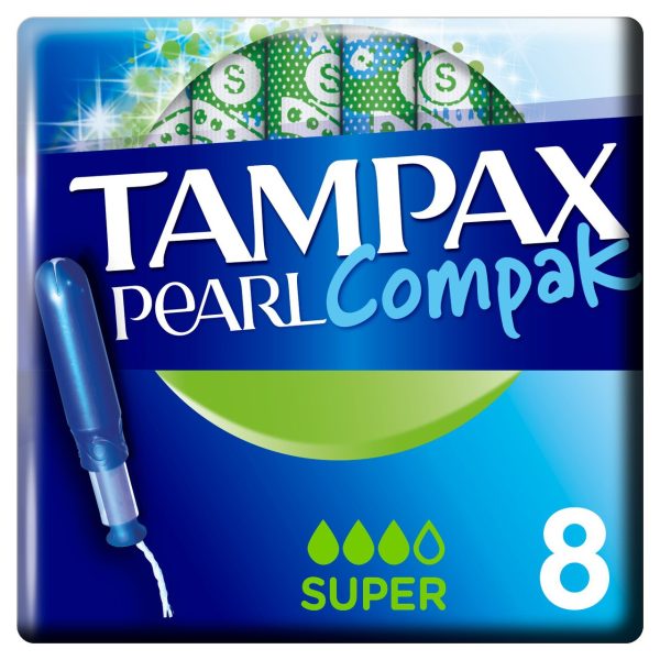 Tampax Pearl Compak Super Tampons Applicator pack of 8