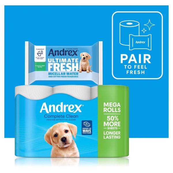 Andrex Complete Clean Toilet Tissue 50% More Sheets