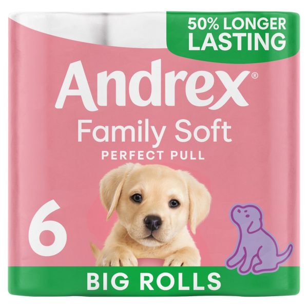 Andrex Family Soft Perfect Pull Toilet Tissue 6 Big Rolls