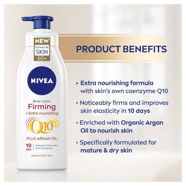 NIVEA Q10 Firming Body Lotion with Argan Oil for Mature 60+ Skin