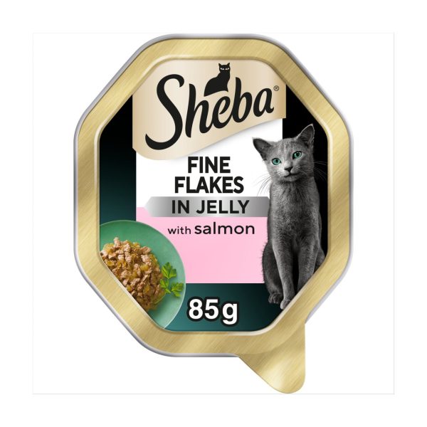 Sheba Fine Flakes Cat Tray With Salmon In Jelly