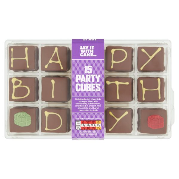 Say It With Cake.. Happy Birthday Celebration Cake Cubes Serves 15