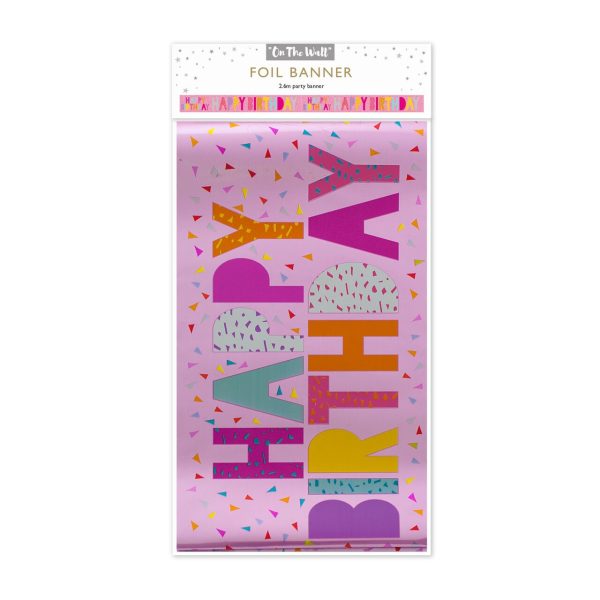 On The Wall Happy Birthday Pink Foil Banner