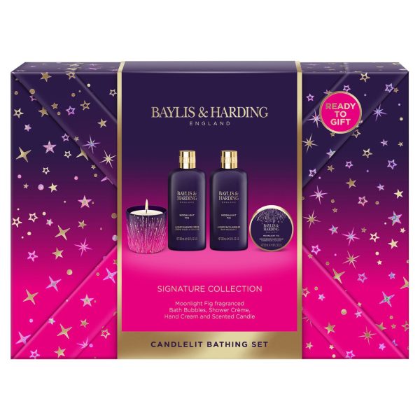 Baylis & Harding Moonlight Fig Gift Wrapped Candlelit Bathing Gift Set