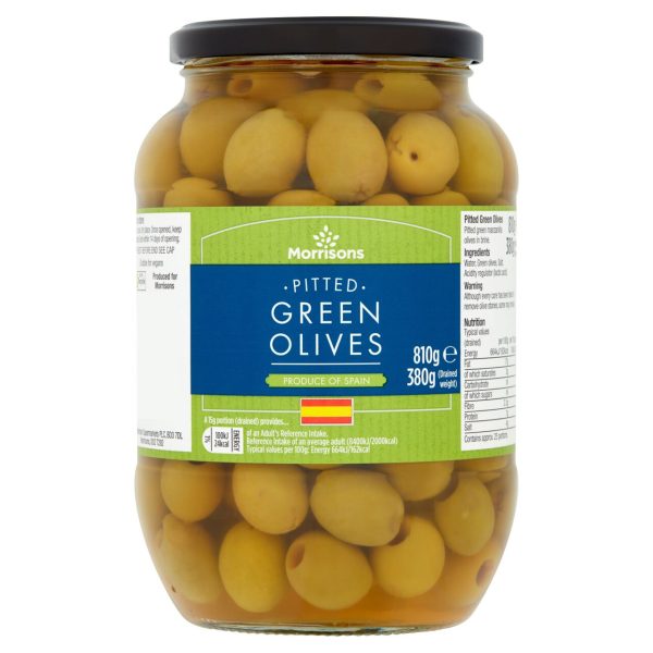 Morrisons Pitted Green Olives In Brine (820g)